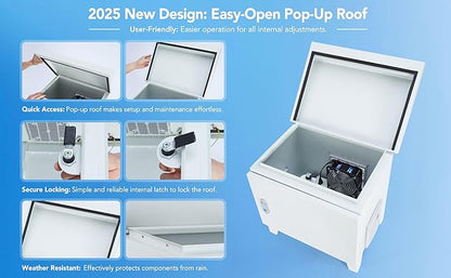 HQUA Weatherproof Outdoor Cabinet, Housing for Pond Aerator, Air Pump 19”W×14”D×18.5”H with 110V Cooling Fan, pre-Wired Outlet and 10’ 3-pin Plug Cord Included (Gray)