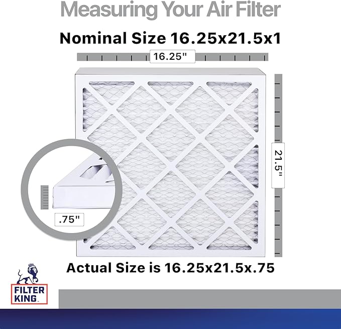 Filter King 16.25x21.5x1 Air Filter | 4-PACK | Carbon MERV 8 HVAC Pleated A/C Furnace Filters | MADE IN USA | Actual Size: 16.25 x 21.5 x .75"