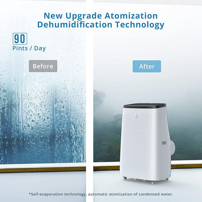 GarveeHome 14,000 BTUs Portable Air Conditioner Up to 750 Sq.Ft, 3 in-1 Portable AC Unit with Cool/Fan/Dehumidifier, Room Air Conditioner with Remote Control, Full Window Kit, White