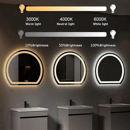 Bathroom Mirror with 3 Colour LED Lights, Lighted Bathroom Makeup Wall Mounted Mirror with Demister Pad, Touch Switch Mirror for Entryway, Bathroom, Vanity(31.4"/80cm)