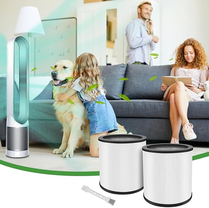 2 Pack Upgraded TP01 TP02 Replacement Filter Compatible with Dyson Pure Cool Link TP01, TP02, TP03, BP01, AM11 Tower, 360° True Filter, Compare to Part # 968126-03，Black