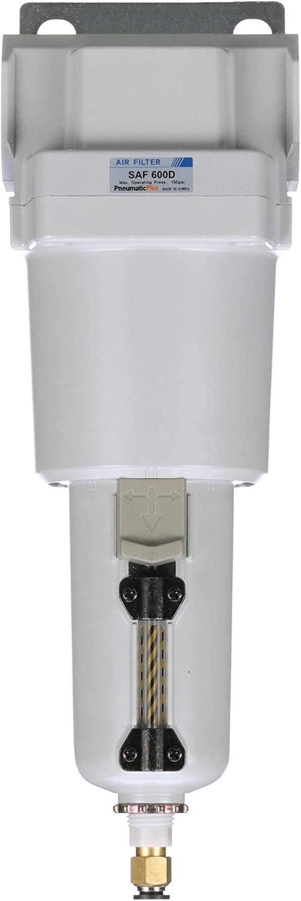 PneumaticPlus SAF600-N10BD-MEP Compressed Air Particulate Filter 1" NPT, 10 Micron - Metal Bowl w/Auto Drain, Bracket