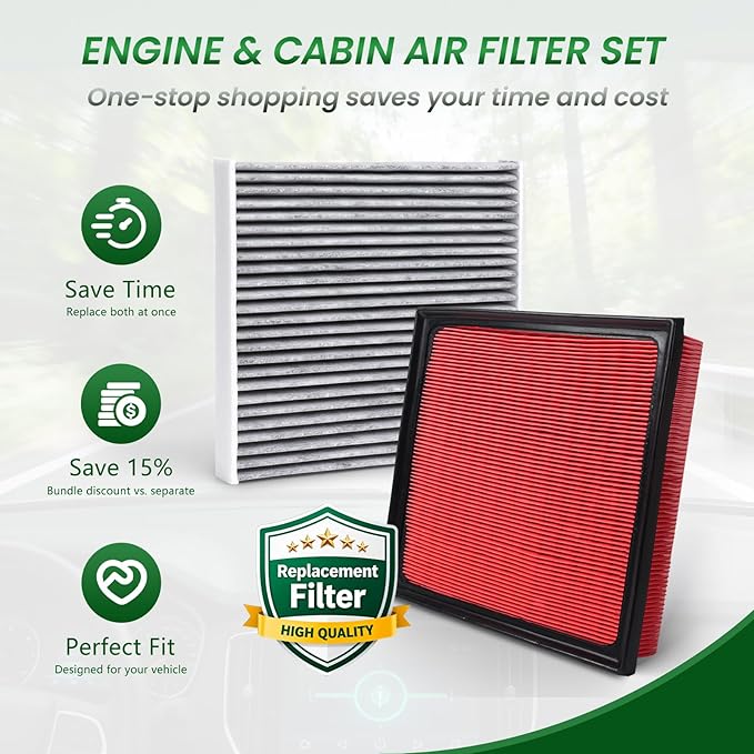 Engine Cabin Air Filter Compatible with ES350 (2013-2018), NX200t (2015-2017), RX350 (2010-2015), Avalon (2013-2018), Camry (2012-2017), Highlander (2014-2019), Sienna (2011-2019)