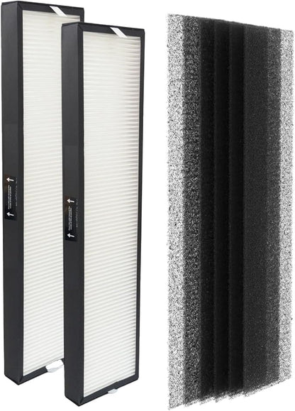 PUREBURG 182550 Replacement Filter Compatible with Bionair BAP536UV-U Air Purifier, 2-Pack H13 HEPA Activated Carbon Pre-Filters For Air Clean Dust VOCs Odor