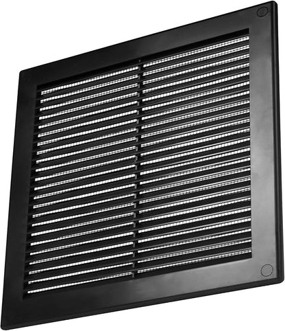 Vent Systems 8" x 8" (Opening Dimensions) Black Plastic Soffit Vent Cover - Durable Flat Square Air Vent Grille with Mesh Screen - Weather Resistant Ventilation Grill Wall & Ceiling Indoor & Outdoor