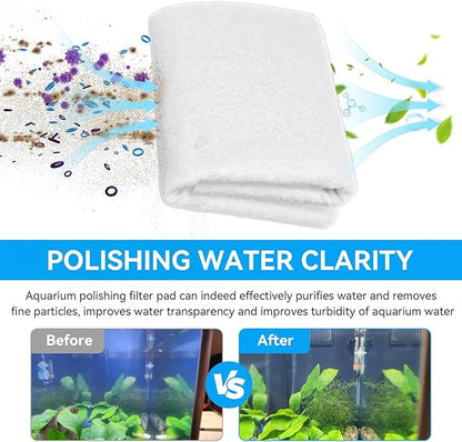 Aquarium Polishing Filter Pad, 100 Micron Water Polishing Pad for Aquarium Fish Tank Filter - Aquarium Filter Floss Media Pad Cut-to-Fit Ponds & Sumps For Crystal Clear Water (36" X 24"，1 Pack)