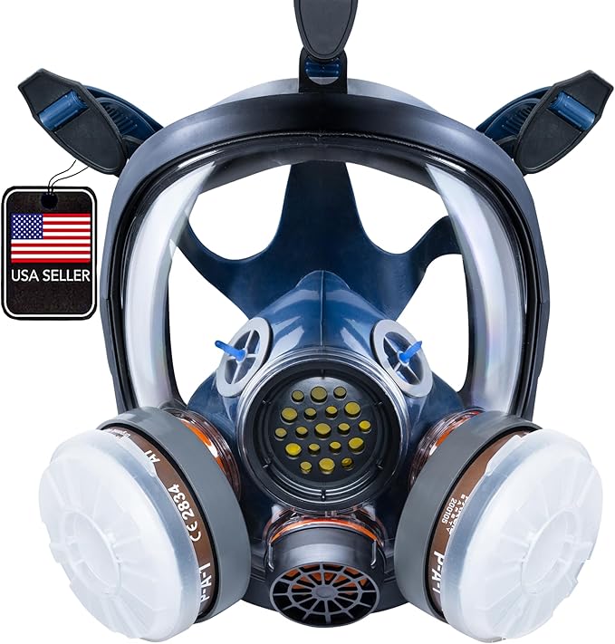 Parcil Distribution Full Face Respirator Mask with Filters – Durable Full Face Respirator Mask, Bayonet Filter Compatible