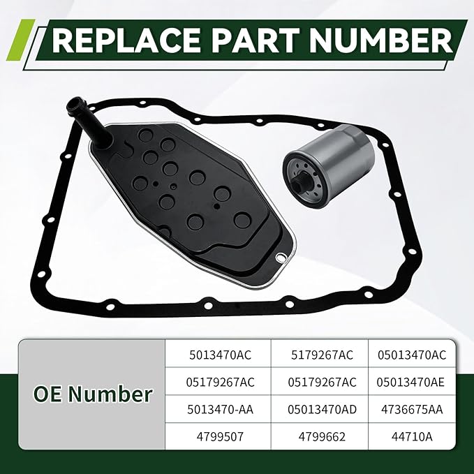 YEEDO 45RFE 545RFE 68RFE Transmission Filter Oil Pan Gasket Kit Fit for Ram Dodge Chrysler Aspen Dakota Durango Jeep Commander Grand Cherokee Replaces 5013470AC 4799507