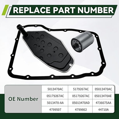 YEEDO 45RFE 545RFE 68RFE Transmission Filter Oil Pan Gasket Kit Fit for Ram Dodge Chrysler Aspen Dakota Durango Jeep Commander Grand Cherokee Replaces 5013470AC 4799507