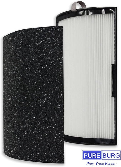 PUREBURG Replacement Filter Set Compatible with Hunter HPF500 Tower Air Purifier HP500FBLS HP500FGRS HP500FWHS, 2-Pack H13 HEPA + 8 Activated Carbon Pre-Filters
