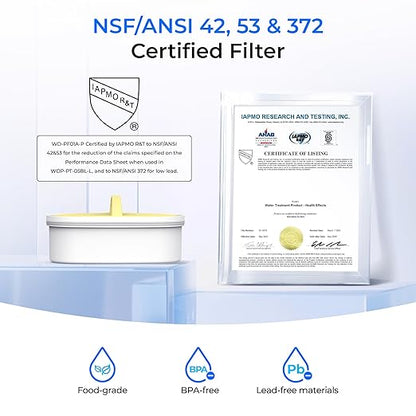 Waterdrop Glass Water Filter Pitcher with 1 Filter, Eco-Friendly, with NSF 53&42&372 Certified Filter, 7-Cup, Reduces PFOA/PFOS, Chlorine, Cadmium, Copper, Mercury, BPA Free, Easy to Clean, Pink