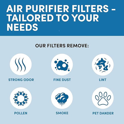 Veva 2 HEPA Air Filters & 6 Carbon Pre-Filters Replacement Filter C Compatible with Germguardian FLT5000/FLT5111 FLT5250PT, AC5000, AC5000E, AC5250PT, AC5350B, AC5350BCA, AC5350W, AC5300B