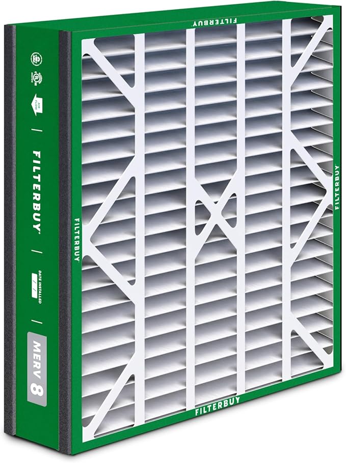 Filterbuy 20x20x5 Air Filter MERV 8 Essential Dust & Allergy Defense (4-Pack), Electrostatic Pleated HVAC AC Furnace Filters for Trion Air Bear 255649-103 & More (Actual Size: 19.63 x 20.63 x 4.88)