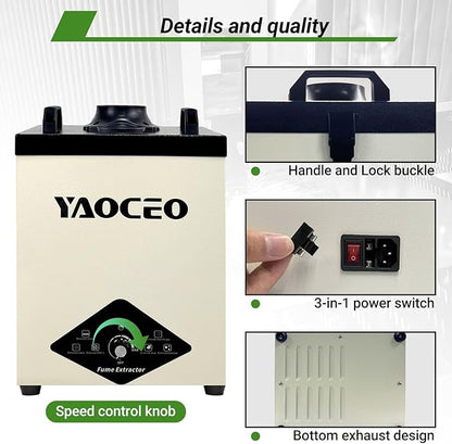 YC100 Solder Fume Extractor, Powerful 105W & Suction 260m³/h, Low-Noise Below 53dB, Fume Extractor Soldering with 13 Filters 3-Layers Filtration,Fume Extractor for 5W 10W Laser Engraving, Soldering