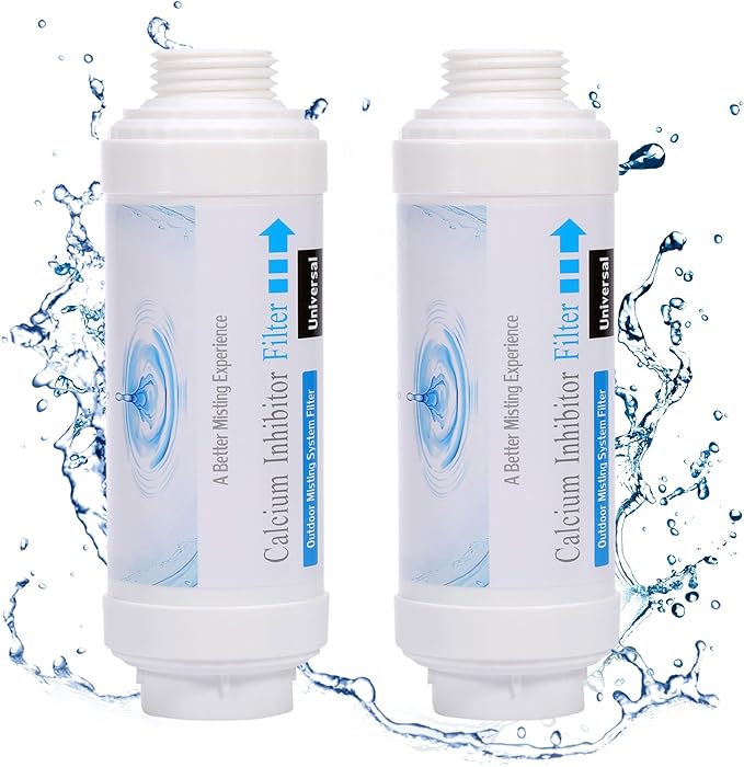 Yoption Calcium Inhibitor Filter, Outdoor Misting System Filter, for Preventing Scale Buildup and Clogging of Garden Patio Misters - 2 Pack