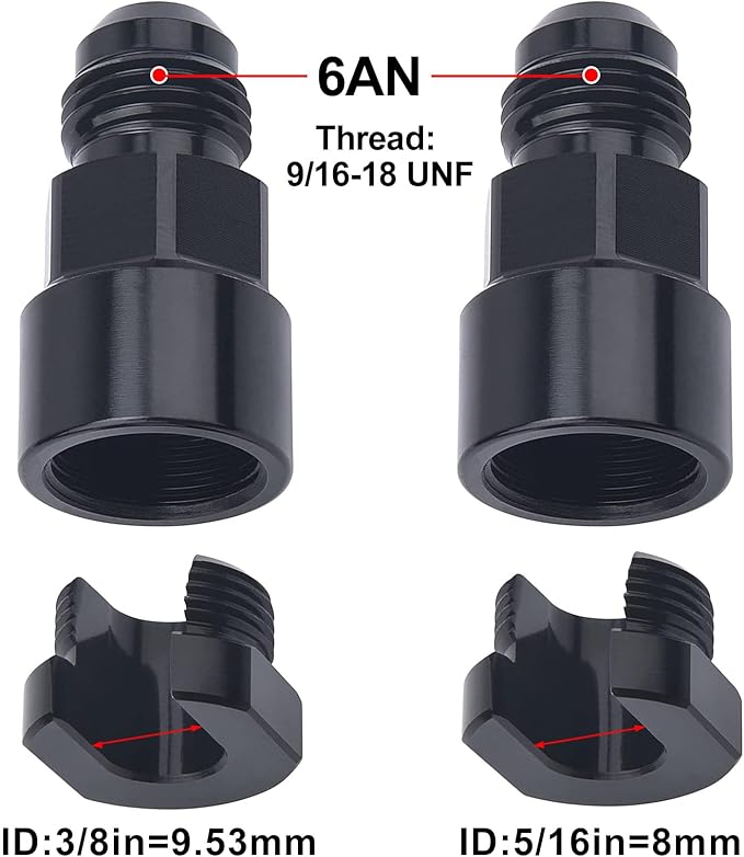 EVIL ENERGY 6AN Male to 3/8" & 5/16" Quick-Disconnect Female EFI Fuel Rail Fitting Aluminum