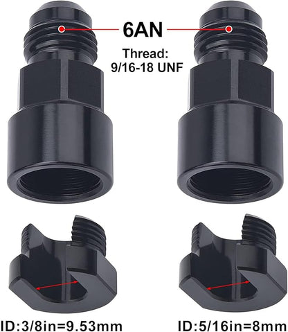 EVIL ENERGY 6AN Male to 3/8" & 5/16" Quick-Disconnect Female EFI Fuel Rail Fitting Aluminum