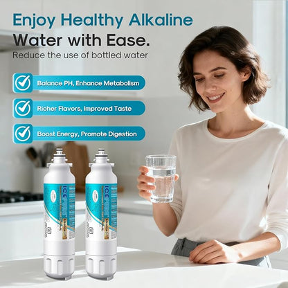ICEPURE Alkaline ADQ73613401 Refrigerator Water Filter Replacement for LG LT800P, LT800PC, ADQ75795104, ADQ736134, ADQ73613402 Kenmore 9490 46-9490 LSXS26326S LSXS26366S LMXS30776S, Enhances PH, 4Pack