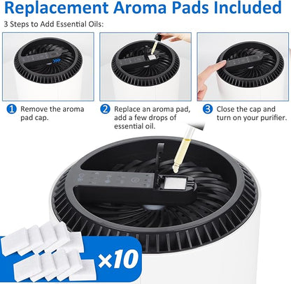 MK06 MK01 True HEPA Replacement Filter Compatible with AROEVE MK01 MK06 and Kloudi DH-JH01 Air Purifier, Pet Dander Version, 3 Pack