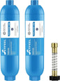 RV Water Filter, NSF Certified Camper Water Filter For RV Garden, Camping Must Haves For Reduces Chlorine, Bad Taste, Odor, Inline Hose Filter with 1 Flexible Hose Protectors, Pack of 2