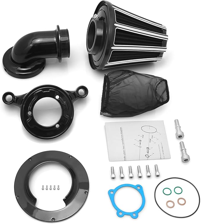 Big Sucker cone Air filter intake for harley air Cleaner Sportster Softail fatboy heritage dyna touring street road king Glide (Gauge style -Black, TypeB: Touring 01-07, Softail Dyna 99-15)