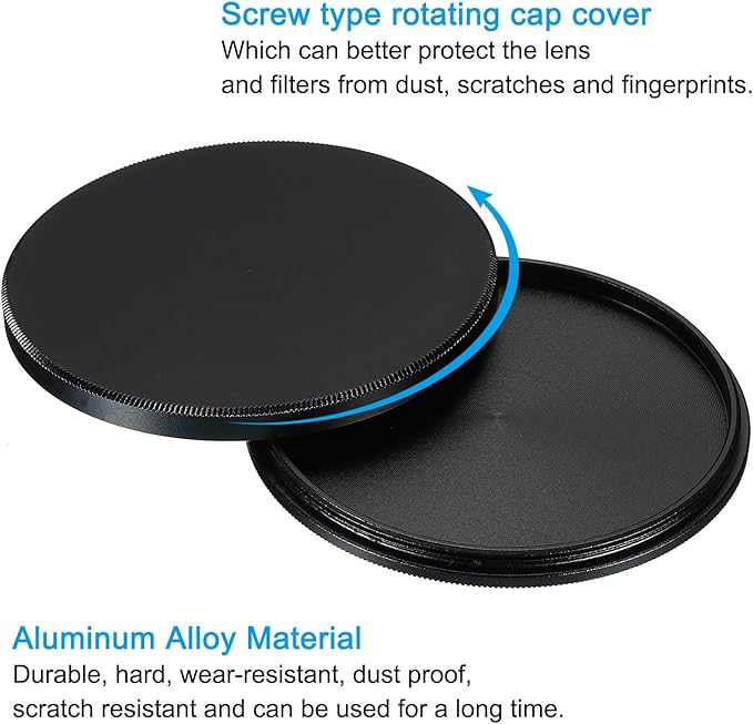 PATIKIL 58mm Lens Cap, 2 Pack Camera Lens Cap Cover Universal Front Metal Lens Filter Stacks Cap Protective Case for 58mm Camera Circular Polarizing Fader ND Filter, Black