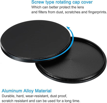 PATIKIL 55mm Lens Cap, 2 Pack Camera Lens Cap Cover Universal Front Metal Lens Filter Stacks Cap Protective Case for 55mm Camera Circular Polarizing Fader ND Filter, Black