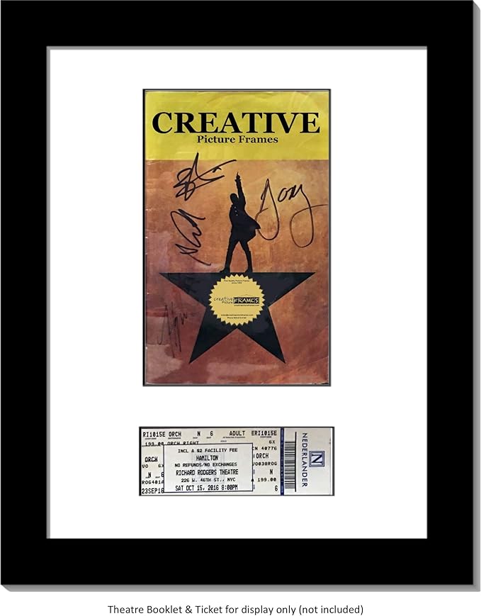 Creative Picture Frames [11x14bk-w] Black Theatre Frame with White Matting, Holds 5.5x8.5-inch Media Plus Ticket Including Installed Wall Hanger (Theatre Bill Not Included)