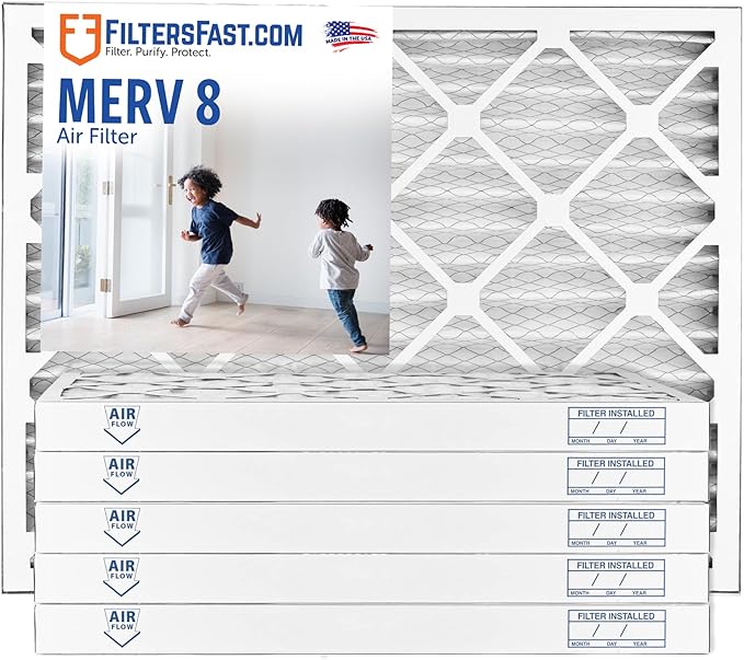 Filters Fast 24x30x2 Pleated Air Filter Merv 8, 2” AC Furnace Air Filters, Made in the USA, Actual Size 23.5x29.5x1.75, 6 Pack