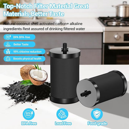2387 Pro Filter Replacement Compatible with Alexapure 2387 Pro Water Filter Replacement, Reduces chlorine, etc，Last Up to 5000 Gallons,3-stage purification filter Upgraded version Black (2)