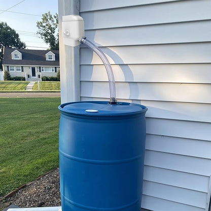 Gutter Downspout Diverter with Built-in Filter Screen Fits for 2"x3" and 3"x4" Downspout, Rainwater Collection System with Adjustable Valve and 4ft. Hose, Diverts Large Water Flow, White