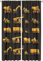 Kids Construction Window Curtains, Construction Machinery Equipment Mode of Transport Bulldozer Tractor Windows Curtain for Children Teens Room Decor 42x63in (30% Blackout)