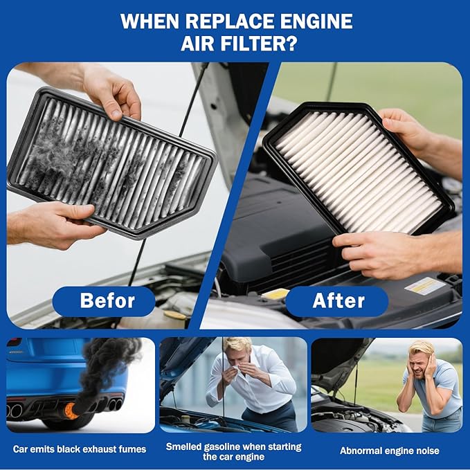 1pc Cabin & 1pc Engine Air Filter Kit Accessories for Kia Soul 2014 2015 2016 2017 2018 2019 L4 1.6L 2.0L Activated Carbon Automotive Engine Cabin Air Filter Replacement for CF12002 CA11206
