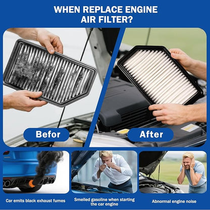 1pc Cabin & 1pc Engine Air Filter Kit Accessories for Kia Soul 2014 2015 2016 2017 2018 2019 L4 1.6L 2.0L Activated Carbon Automotive Engine Cabin Air Filter Replacement for CF12002 CA11206