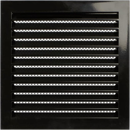 Repa Market 12" x 12" Inch (Inner Dimensions) Galvanized Steel Black Soffit Air Vent Cover - Louvered Square Gable Vent with Mesh Screen - Exhaust/Intake Ventilation Grill - Outdoor Metal Duct Grate