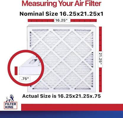 Filter King 16.25x21.25x1 Air Filter | 4-PACK | MERV 11 HVAC Pleated A/C Furnace Filters | MADE IN USA | Actual Size: 16.25 x 21.25 x .75"