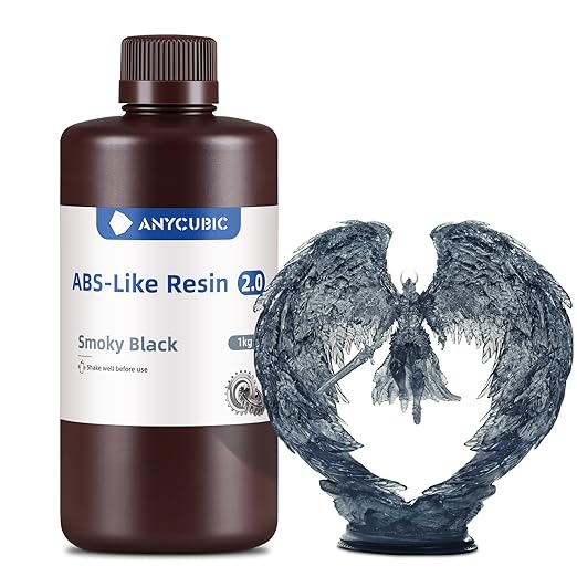 ANYCUBIC 2nd Gen Resin Technology ABS-Like Resin 2.0, 3D Printer Resin with High Toughness, More Precise Details, Low Odor, Wide Compatibility for All LCD Resin 3D Printers (Smoky Black, 1kg)