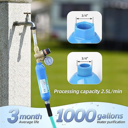 OULEME RV Water Filter, Inline Water Hose Filter for Camper, Travel Trailer, Marine, Garden, Pool, NSF Certified, Reduces Bad Taste, Odors, Chlorine, 4-Pack