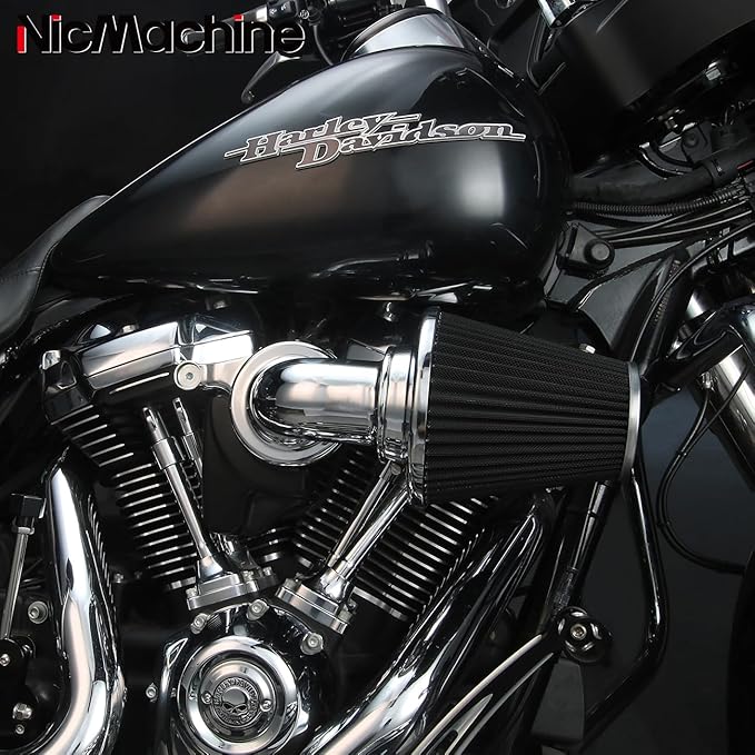 Big Sucker cone Air filter intake for harley air Cleaner Sportster Softail fatboy heritage dyna touring street road king Glide (Nake - Chromed, Type A : For Sportster XL models)