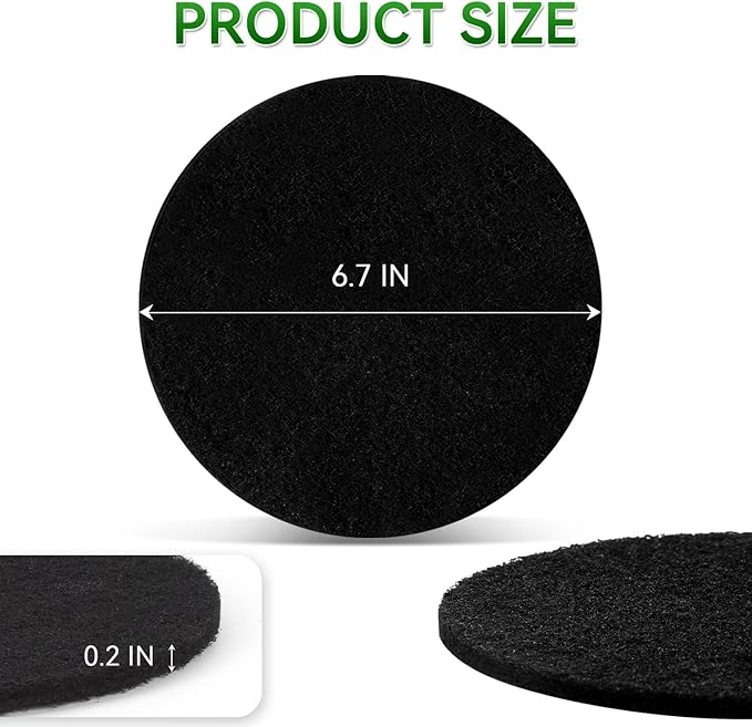 10 Pack Charcoal Filters for Compost Bucket, Compost Filters for Countertop Bin, Odor-Absorbing Activated Charcoal Replacement for Kitchen, Home Bucket Compost Bin Refill, 6.7 Inch