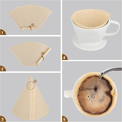 Segarty Cone Coffee Filters, 400 Count Natural Brown Paper #2 Coffee Disposable Cone Filters for Better Tasting Brewing Pour Over Dripper