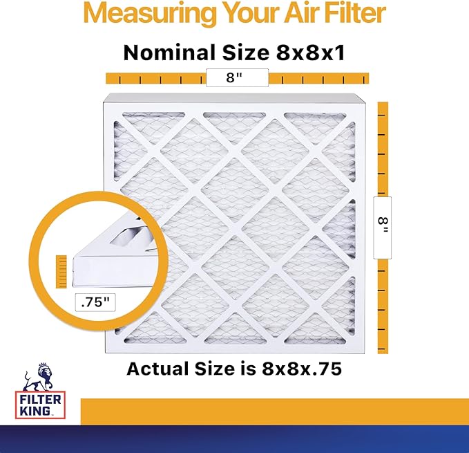 Filter King 8x8x1 Air Filter | 4-PACK | MERV 13 HVAC Pleated A/C Furnace Filters | MADE IN USA | Actual Size: 08 x 08 x .75"