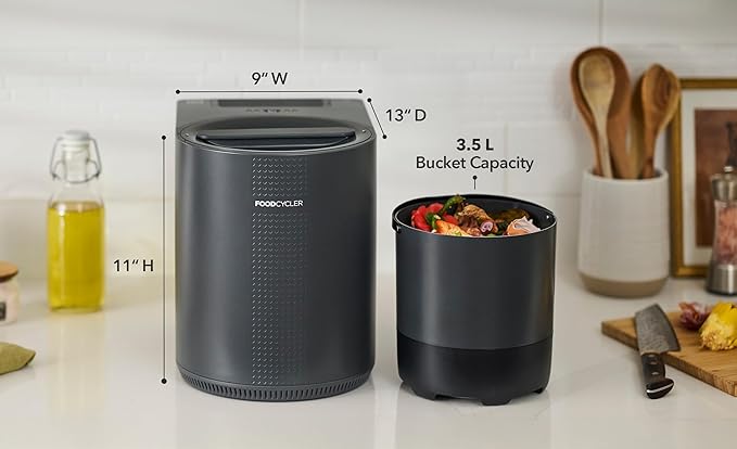 Food Cycler Eco 3 Compact Kitchen Food Recycler | Indoor Composter Bin Alternative | Electric Countertop Food Waste Disposer with Odorless 3.5L Indoor Food Waste Bin for Easy Waste Management | Grey