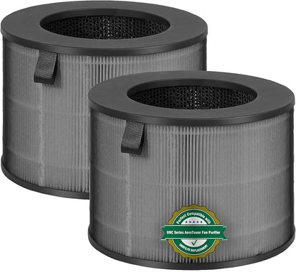 U9C Series (U9CV2B/U9CS1C/U9CV1C) Replacement Filter 2-Pack U9CV2B - 3-in-1 True HEPA & Activated Carbon Air Filter, Compatible with LG PuriCare AeroTower Fan Purifier