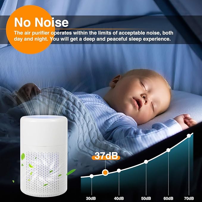 Small Air Purifier for Bedroom Home: Personal Desk Mini Air Purifier – Filters Smoke Dander Hair Odors - 20dB Pet Air Purifiers Fresheners Cleaner for Desktop,Office,Kitchen