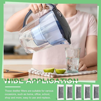 Lounsweer 12 Packs Replacement Activated Charcoal Distiller Filters Coconut Husk Activated Carbon Filter Sachets Compatible with Countertop Water Distiller Models