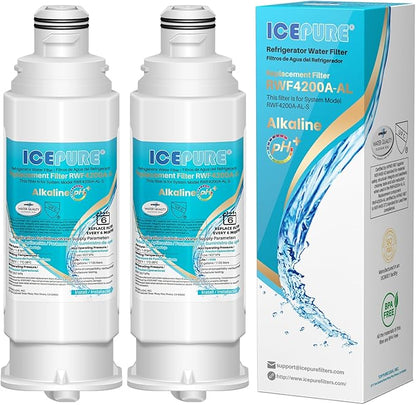 ICEPURE Alkaline DA97-17376B Refrigerator Water Filter Replacement for Samsung HAF-QIN/EXP, DA97-08006C, WD-F45, WS645A RS27T5200SR RS22T5201SR RF28R7201SR RF32CG5400SR RF23M8070SG, Enhances PH, 2Pack