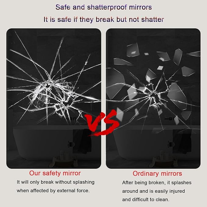 Smart Lighted Bathroom Mirror for Wall，Bathroom Mirror with LED Lights，Lighted Bathroom Makeup，Waterproof，Shatterproof，with Touch Sensor/Dimming/Demister pad(H50*W70cm/H19.7*W27.6IN)