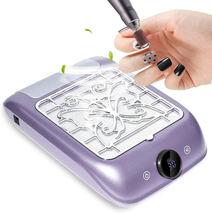 Nail Dust Collector with LED Display - Adjustable Speed, Professional Dust Collector Nail Tech with Reusable Filter for Acrylic Nails Polishing Manicure Salon Home