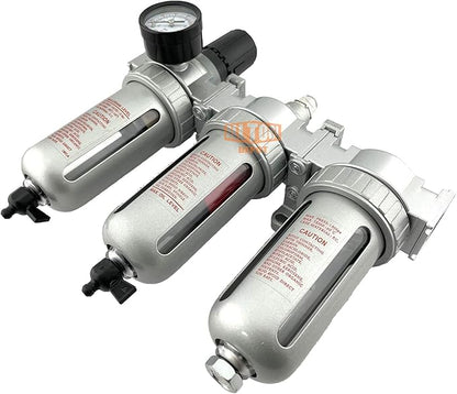 3/8" NPT MID FLOW Filter Regulator Coalescing Desiccant Dryer System For Compressed Air Lines, Poly Bowls, Great For Paint Spray And Plasma Cutter (MANUAL DRAIN)